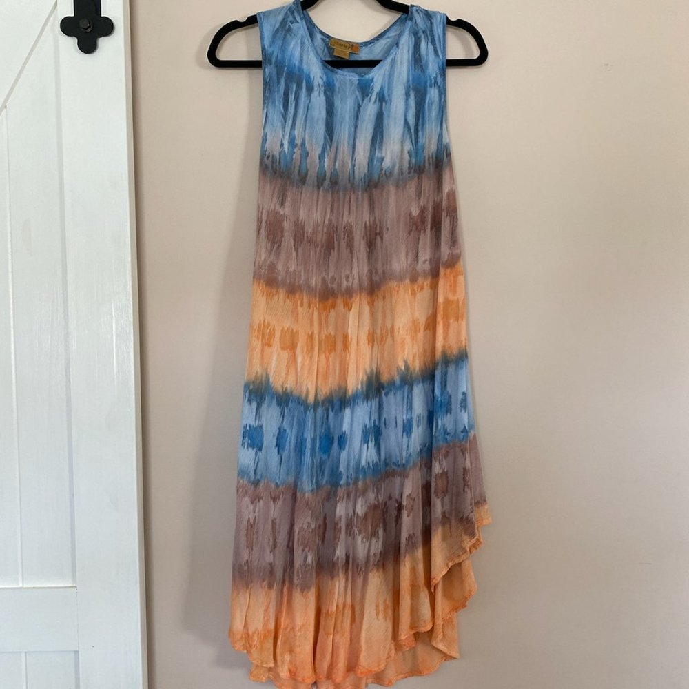Sakkas Multicolor Tie Dye Cotton Dress Free Size